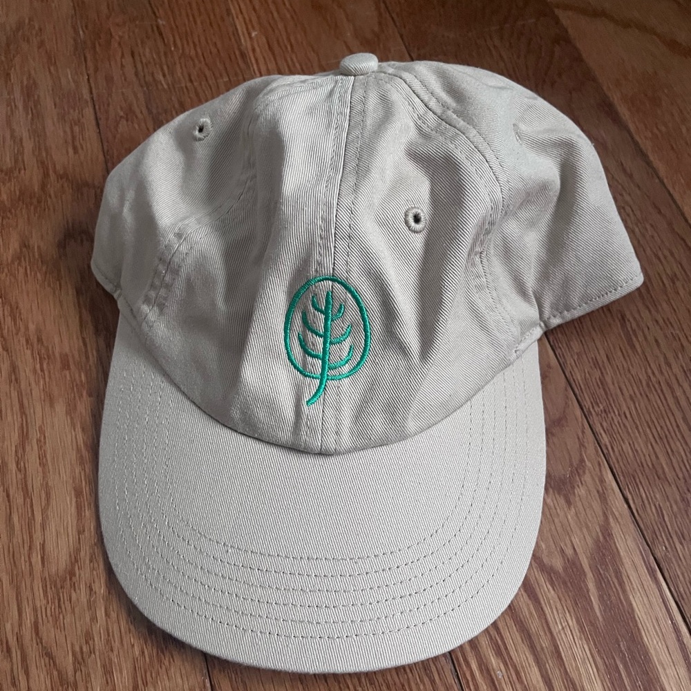 Beige Cap with Green Embroidery